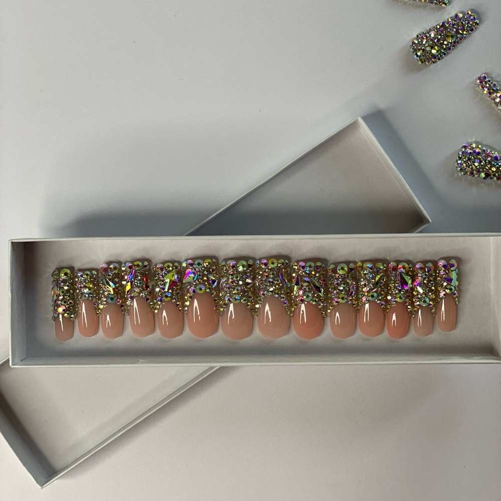 Hand made Gel Nails in pretty nude. Nail Couture by Bri size Medium.